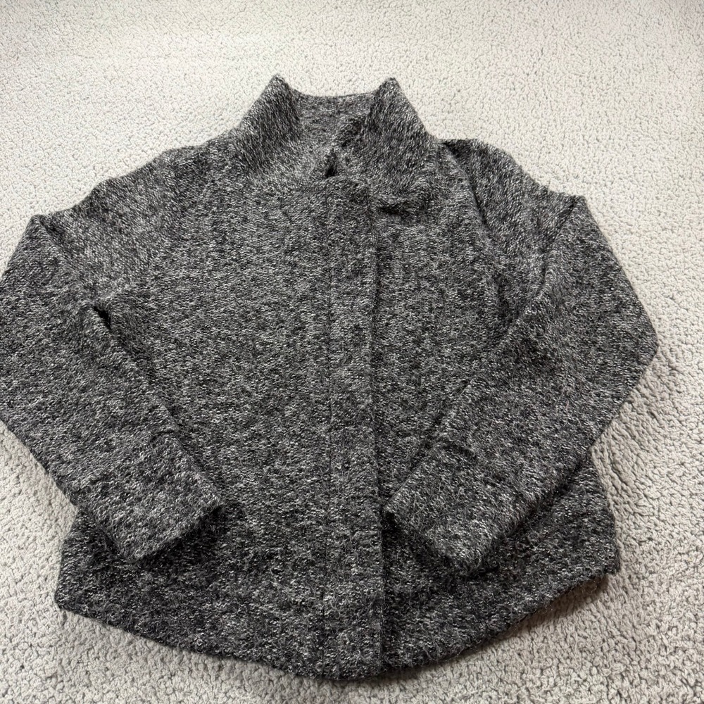Harley-Davidson Womens Marled Knit Zip Front Jacket Black White L 96051-17VW